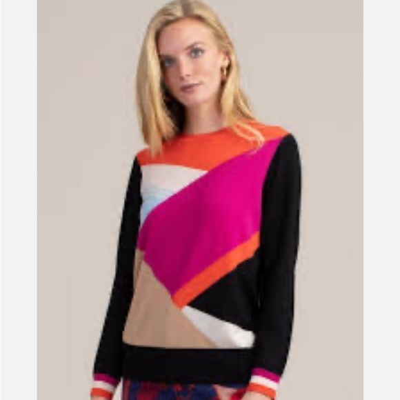 TRINA TURK Merino Wool Color Block Light Weight Sweater. Size XS - Picture 1 of 9